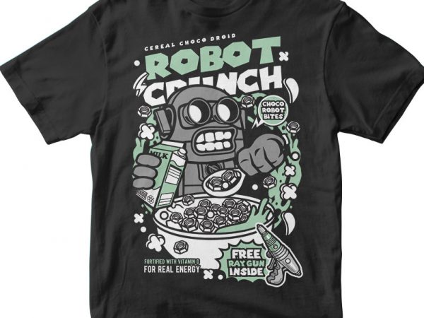 Robot crunch buy t shirt design for commercial use