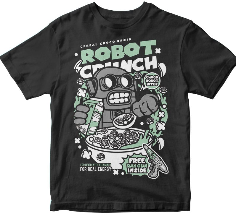 Robot Crunch t shirt designs for sale