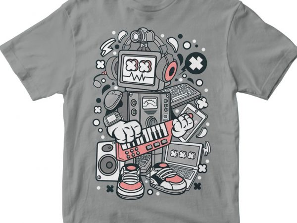 Robot machine buy t shirt design for commercial use