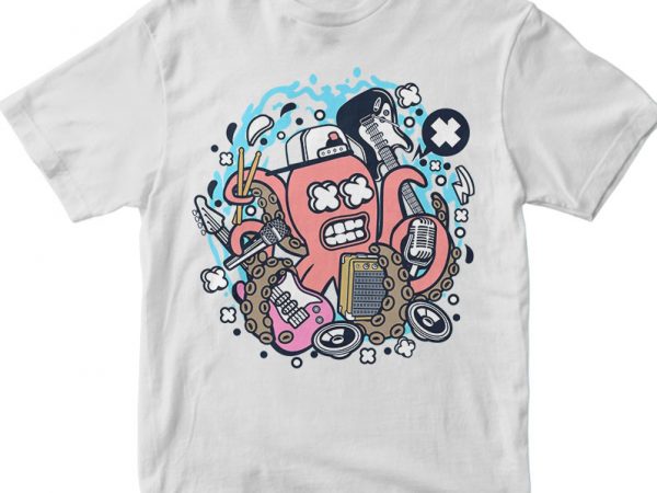 Rock octopus design for t shirt