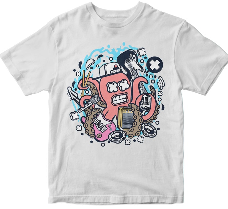 Rock Octopus vector t shirt design
