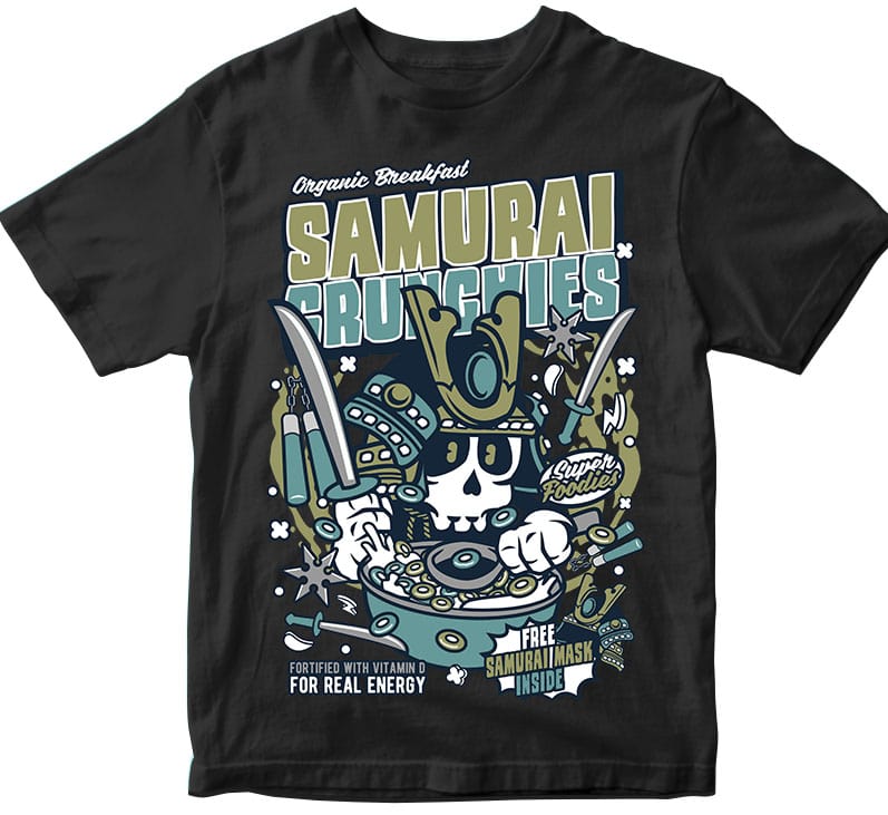 Samurai Crunches vector t shirt design