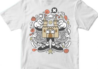 Sand Castle vector t-shirt design for commercial use