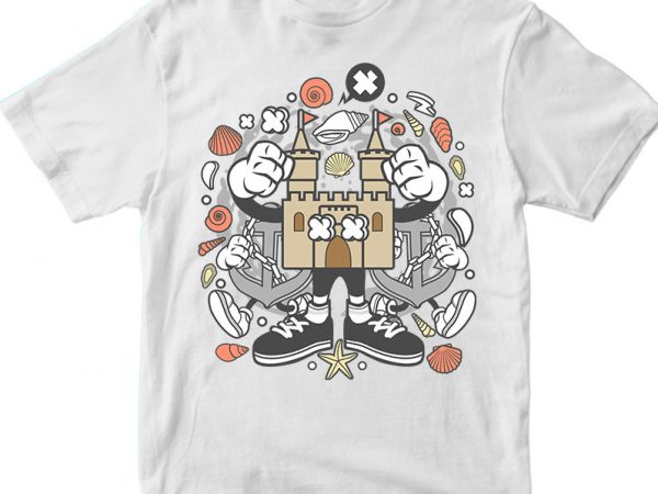 Sand castle vector t-shirt design for commercial use