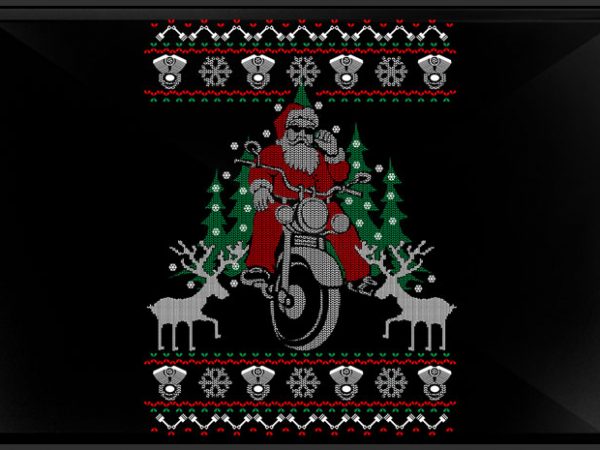 Santa bike graphic t-shirt design