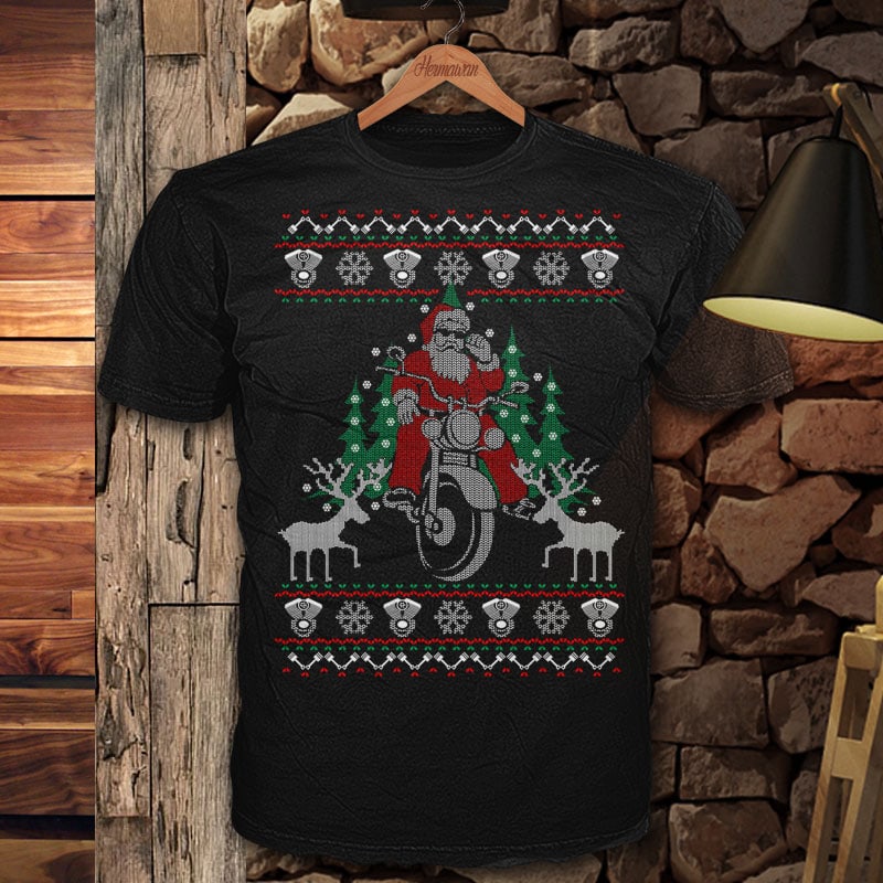 Santa Bike t shirt design png