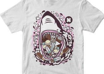 Shark Ice Cream tshirt design for sale