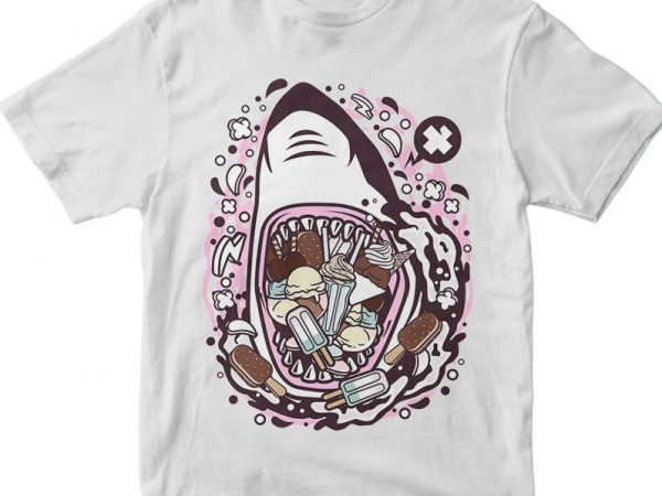 Shark ice cream tshirt design for sale