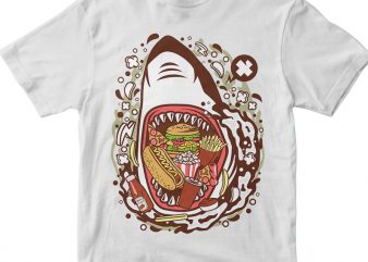 Shark Junk Food vector t shirt design for download
