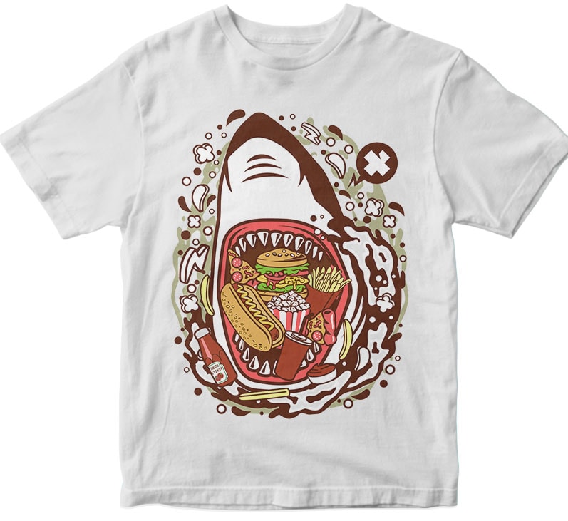 Shark Junk Food tshirt design for merch by amazon