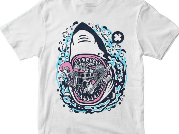Shark rock t shirt design png