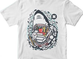 Shark School print ready vector t shirt design