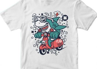 Shark Scooterist vector t shirt design artwork