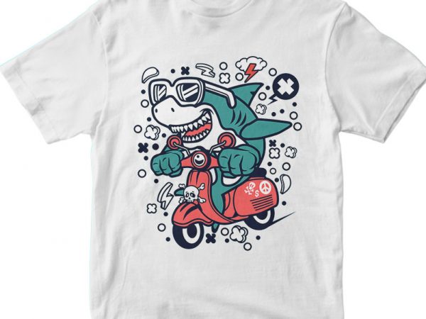 Shark scooterist vector t shirt design artwork