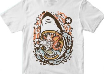 Shark Seafood vector t-shirt design for commercial use