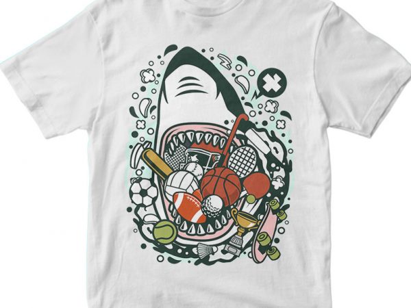 Shark sports graphic t-shirt design
