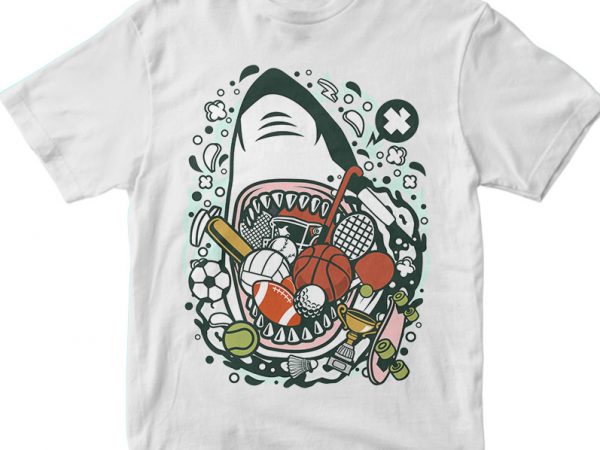 Shark sports graphic t-shirt design Shark sports graphic t-shirt design