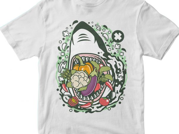 Shark vegetable vector shirt design