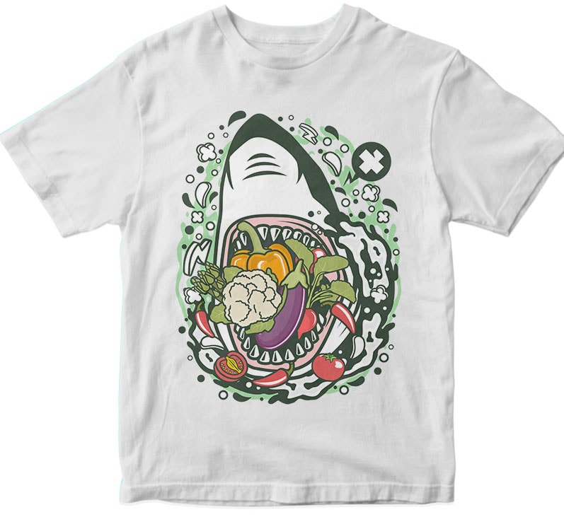 Shark Vegetable t-shirt designs for merch by amazon