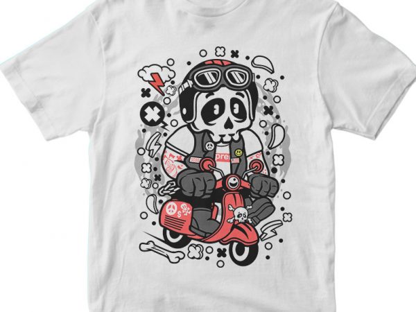 Skull scooterist buy t shirt design