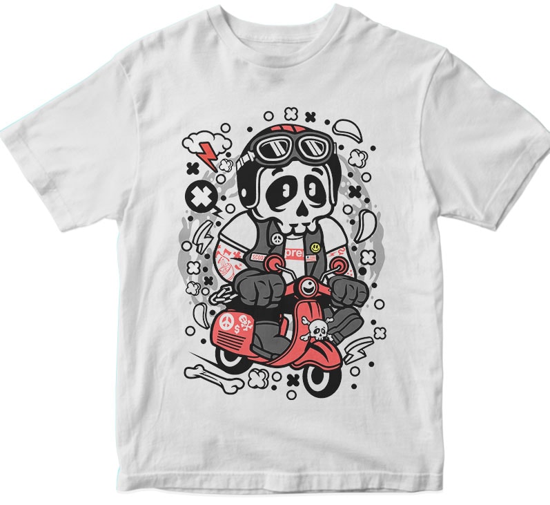 Skull Scooterist t-shirt designs for merch by amazon