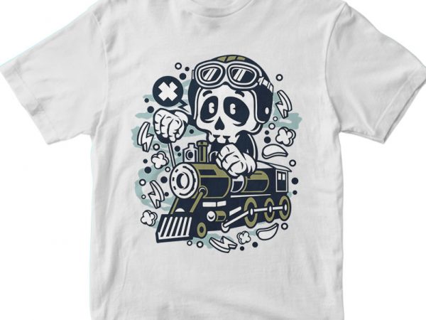 Skull train vector t-shirt design