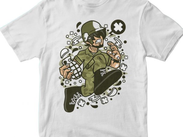 Soldier running vector t-shirt design for commercial use