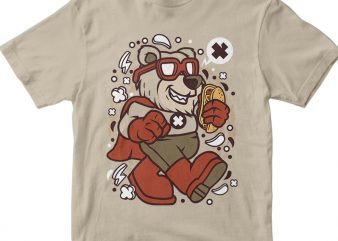 Super Bear print ready vector t shirt design