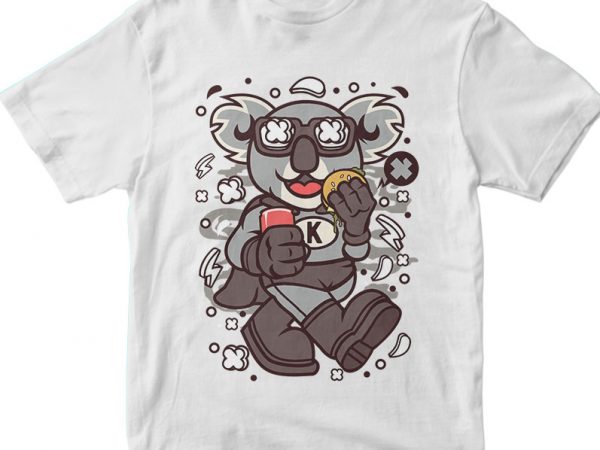 Super koala vector t shirt design for download