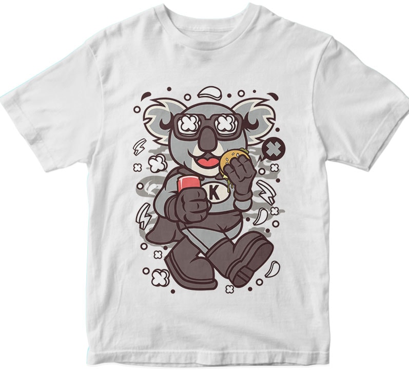 Super Koala t shirt designs for printify
