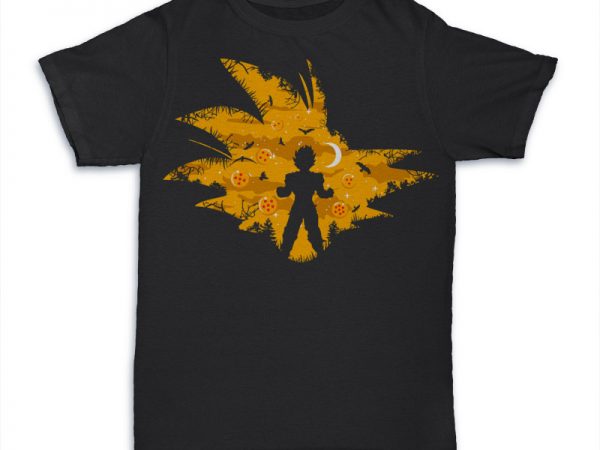 Super saiyan design for t shirt print ready t shirt design
