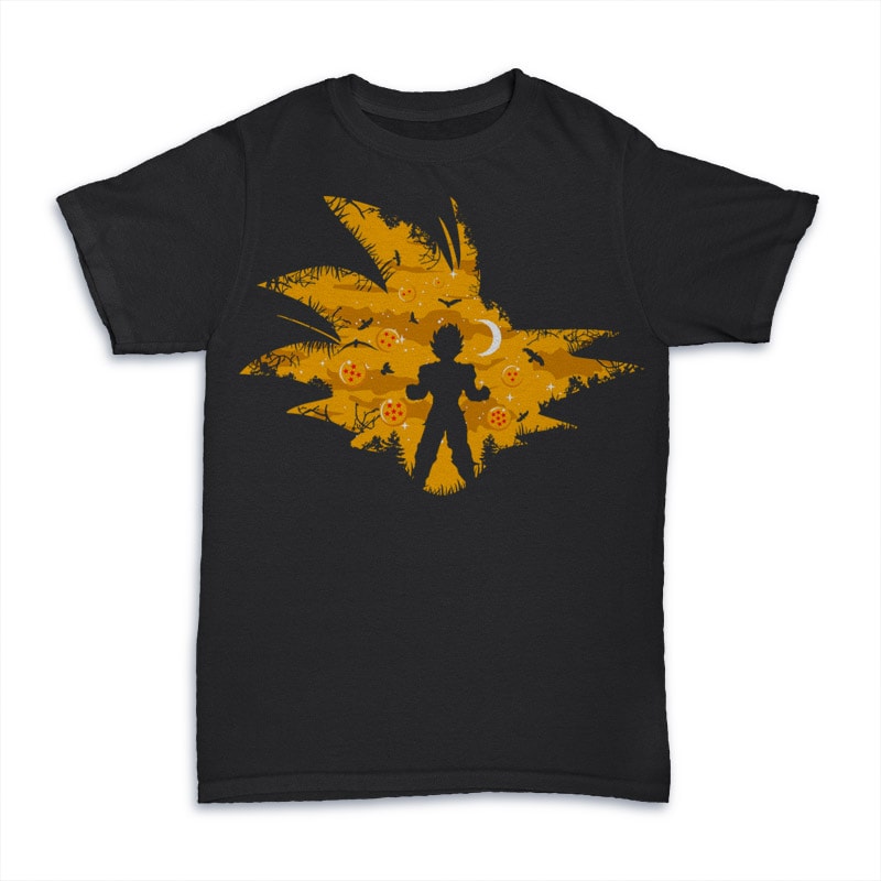 Super Saiyan design for t shirt print ready t shirt design