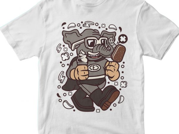 Superfat elephant t shirt design for sale