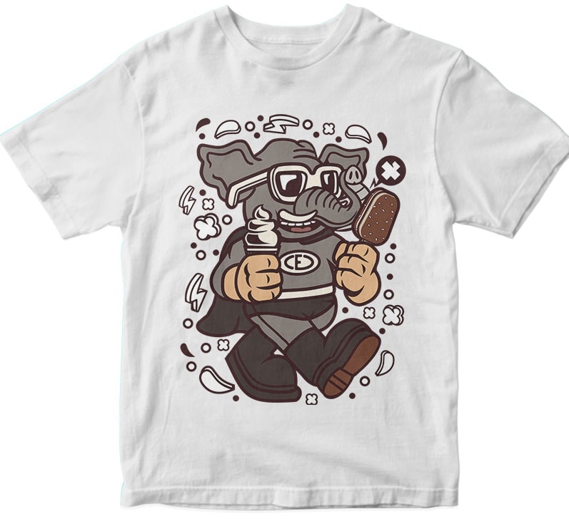 Superfat Elephant t shirt designs for printify