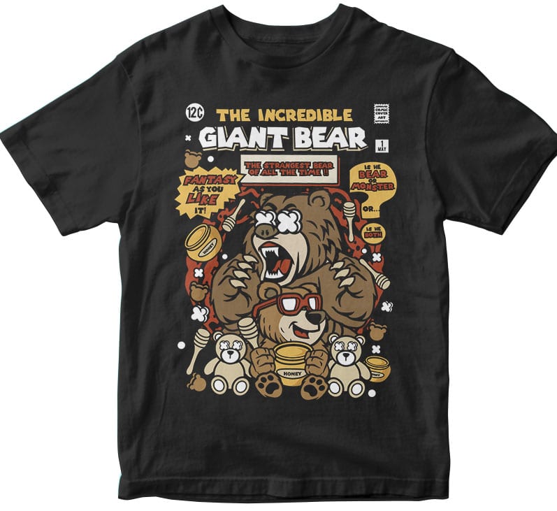 The Incredible Bear t shirt designs for printify