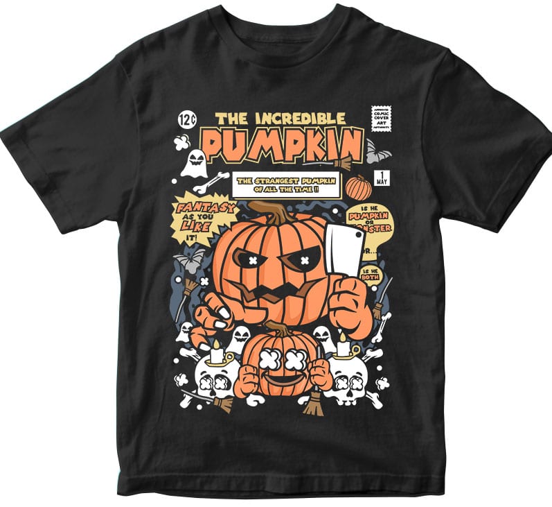 The Incredible Pumpkin t shirt designs for print on demand
