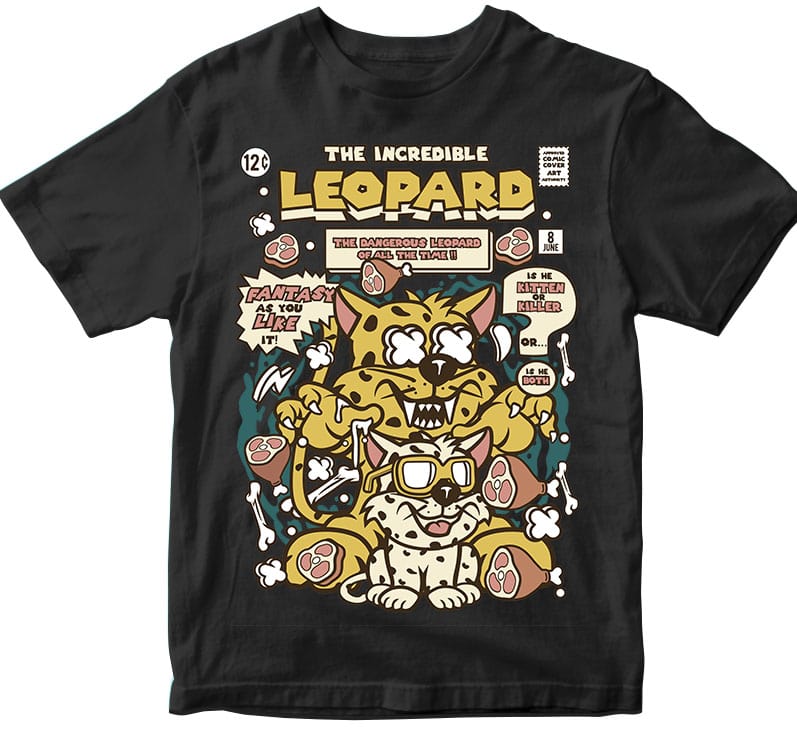 The Incredible Leopard t shirt designs for print on demand
