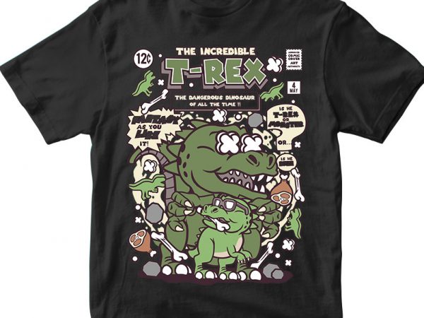 The incredible trex vector t-shirt design template