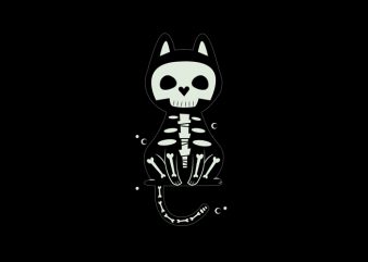 cat skull vector shirt design
