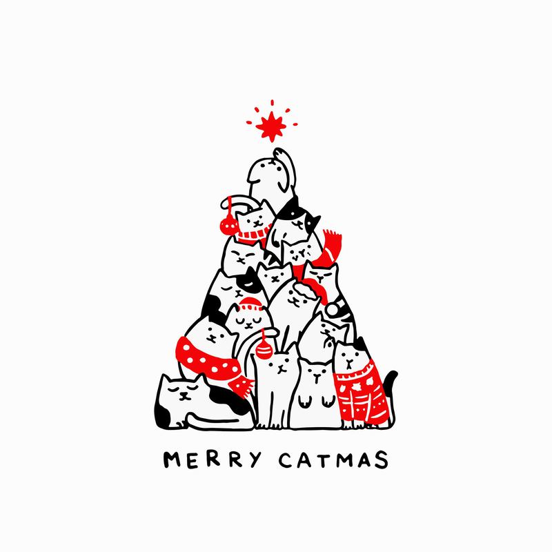 Merry Catmas Svg, Merry Catmas Funny Cats Christmas Tree Xmas Svg, Png