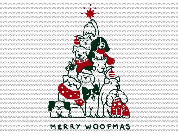 Merry woofmas svg, merry woofmas christmas dog fan svg, png, dxf, eps file vector t-shirt design for commercial use