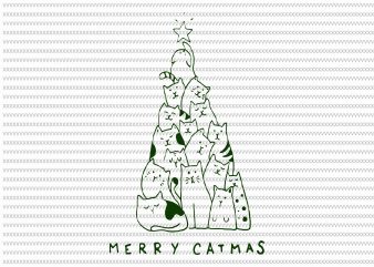 Merry Catmas svg, png, dxf, eps file buy t shirt design artwork