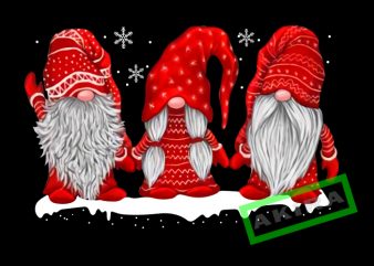 Three gnomes in red costume Christmas png,three gnomes red design