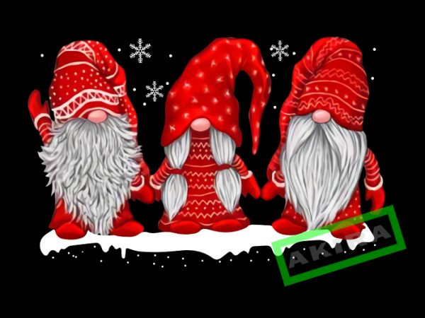 Three gnomes in red costume christmas png,three gnomes red design