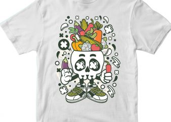 Vegetable Skull Head t shirt design for sale