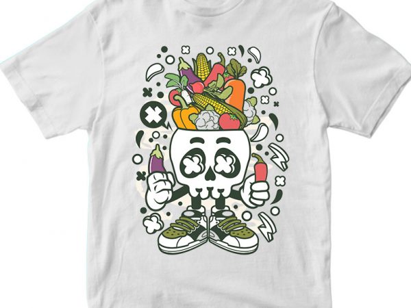 Vegetable skull head t shirt design for sale Vegetable skull head t shirt design for sale