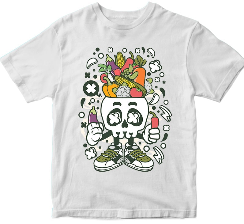 Vegetable Skull Head t-shirt designs for merch by amazon