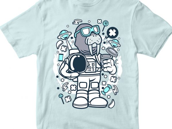 Walrus astronaut print ready shirt design