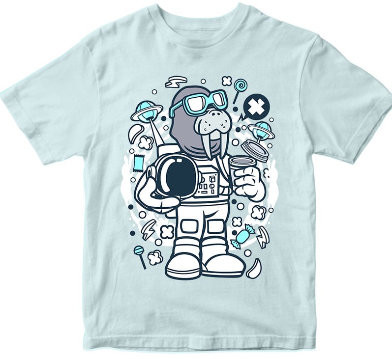 Walrus Astronaut vector t shirt design