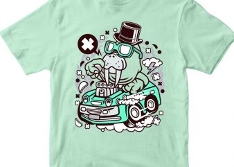 Walrus Hotrod print ready vector t shirt design